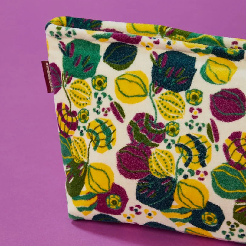 Printed Cotton Velvet - Washbag - Bloom Sand