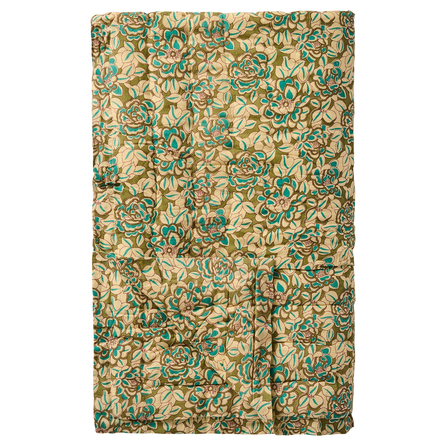Cotton Quilt - Turquoise Flowers