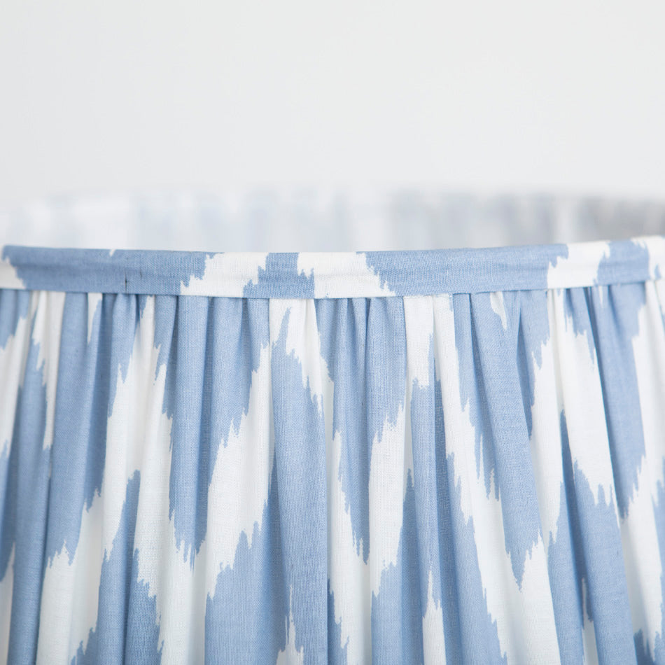 Ikat Pleated Lampshade - 40cm - Dusty Blue