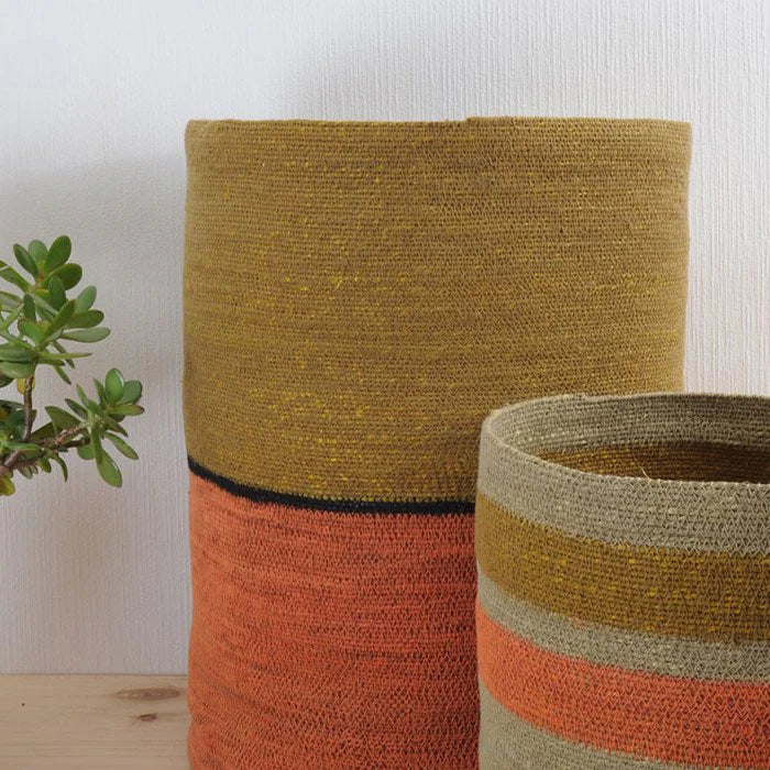 Seagrass Baskets - Striped Sienna