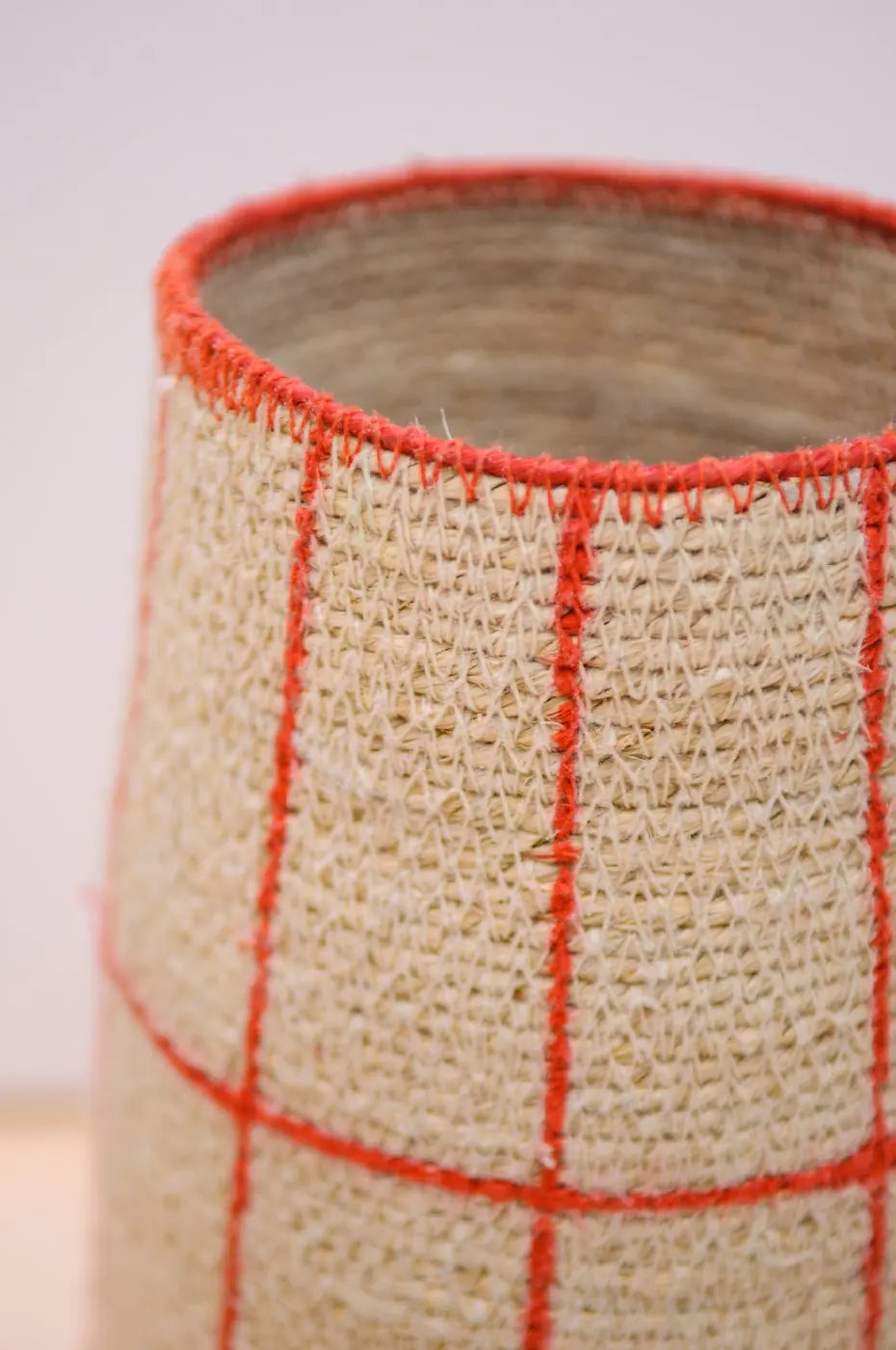 Seagrass Vase - Red Grid