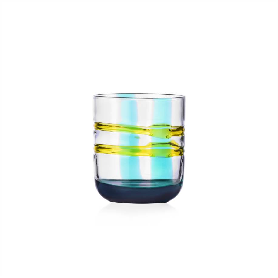 Milanese Glass - Gesti Tumbler - Turquoise & Yellow