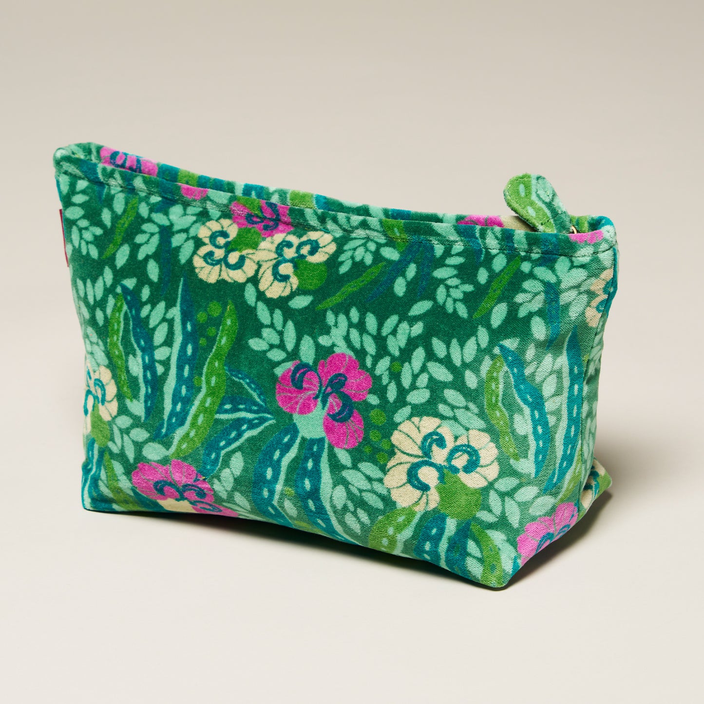 Printed Cotton Velvet - Washbag - Allegria Green