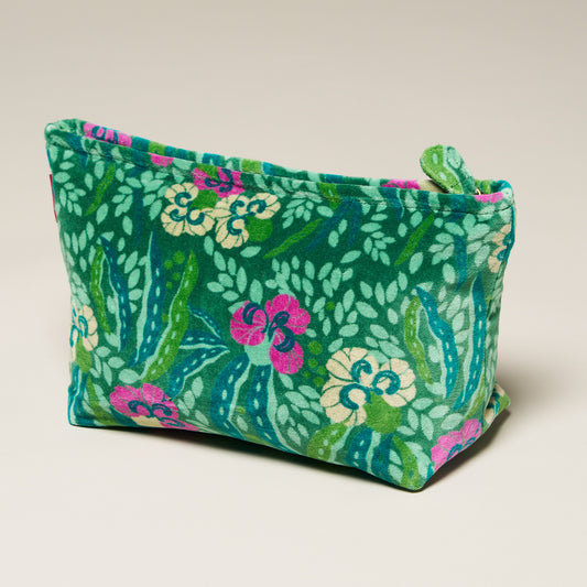 Printed Cotton Velvet - Washbag - Allegria Green
