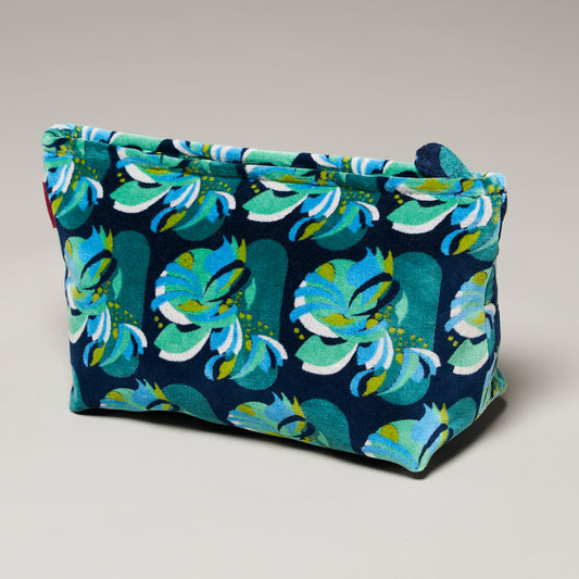Printed Cotton Velvet - Washbag - Split Navy