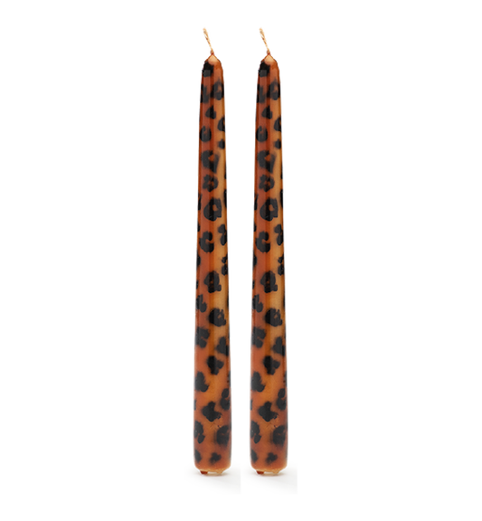 Leopard Print Dinner Candles - Set of 2