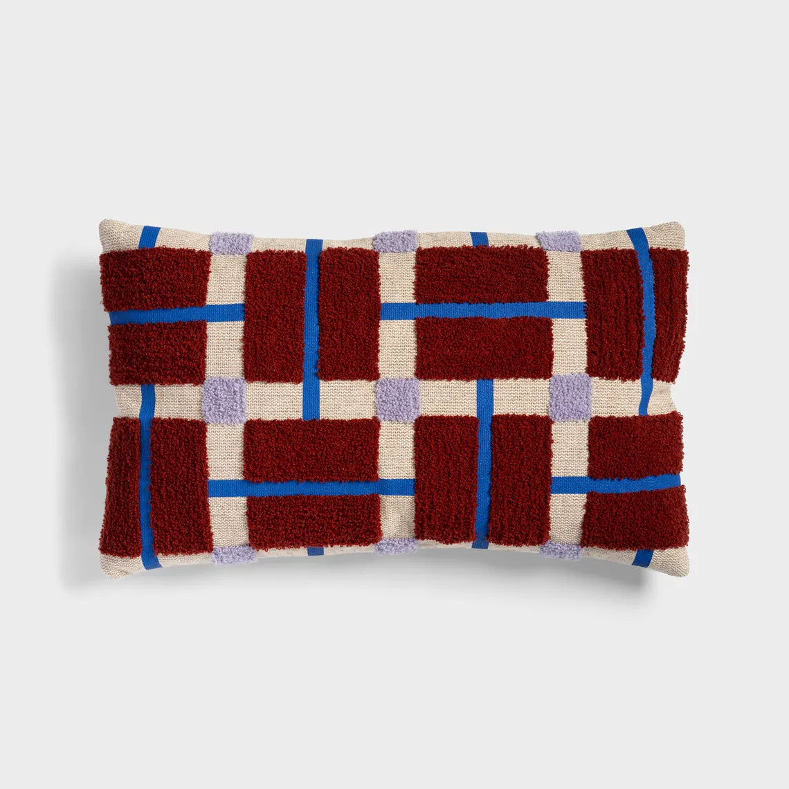 Block Pattern Textured Cushion - Burgundy 50x30cm