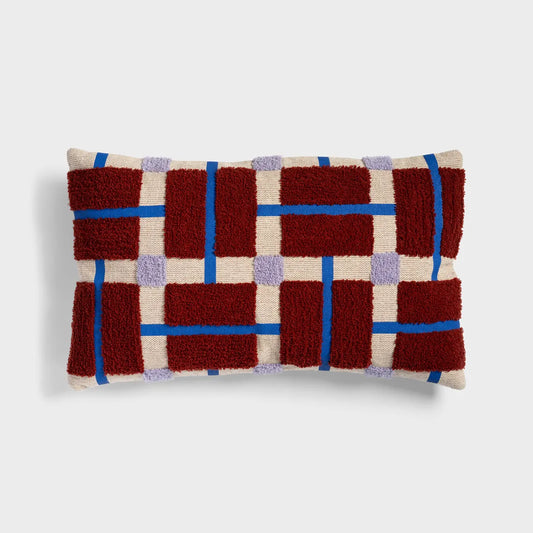 Block Pattern Textured Cushion - Burgundy 50x30cm