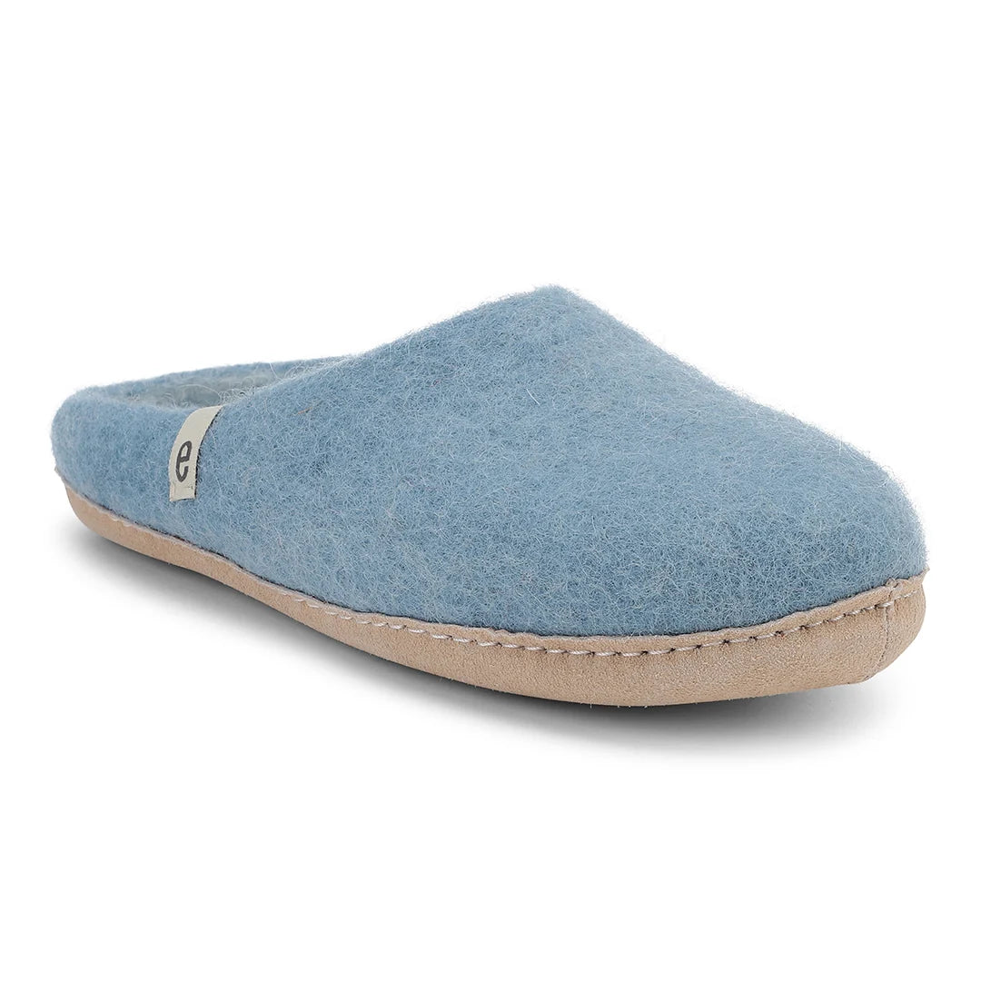 Wool Slippers - Light Blue
