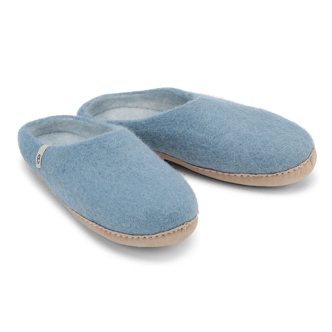 Wool Slippers - Light Blue