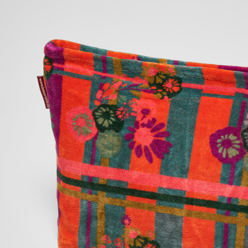 Printed Cotton Velvet - Washbag - Dundee Orange