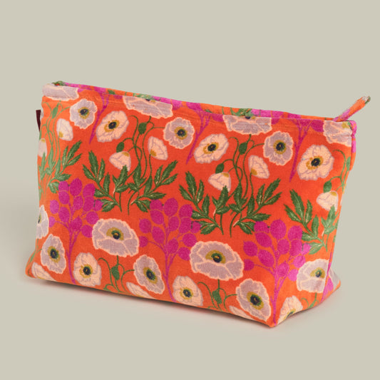 Printed Cotton Velvet - Washbag - Poppy