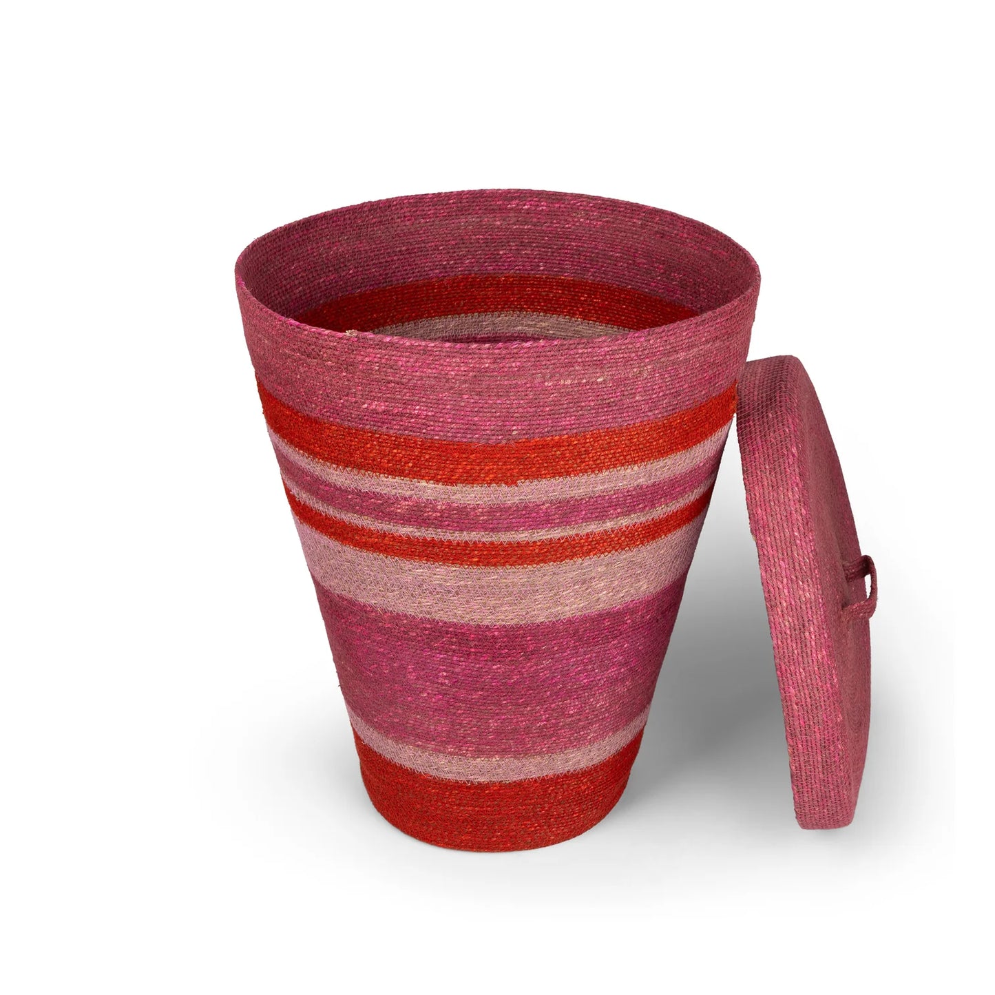 Seagrass Laundry Basket - Pink & Red Stripe