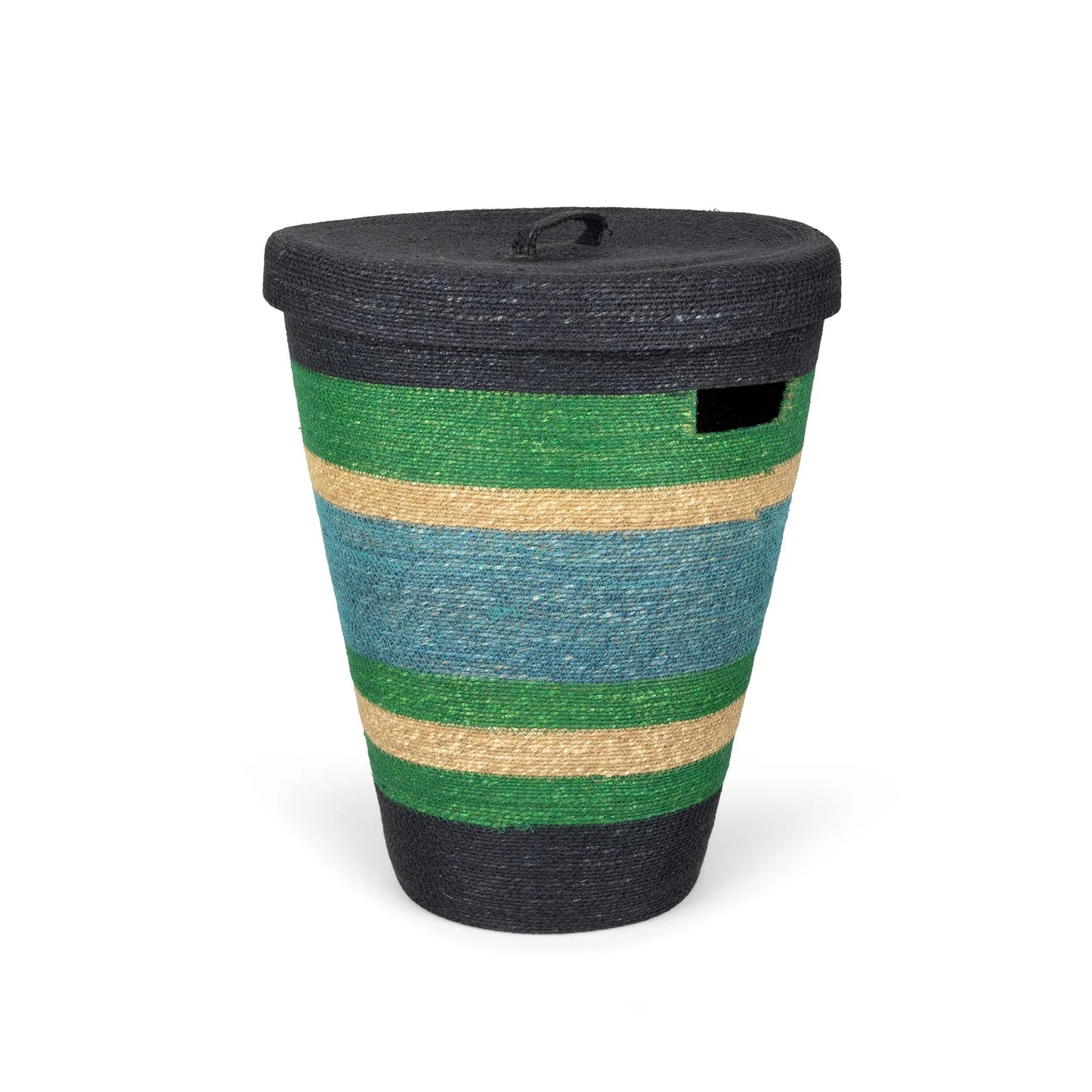 Seagrass Laundry Basket - Green & Blue Stripe