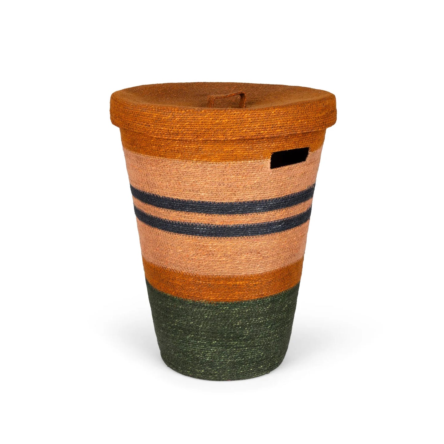 Seagrass Laundry Basket - Olive & Orange Stripe