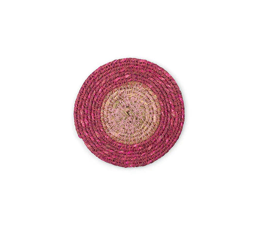 Seagrass Coaster - Pink Stripe