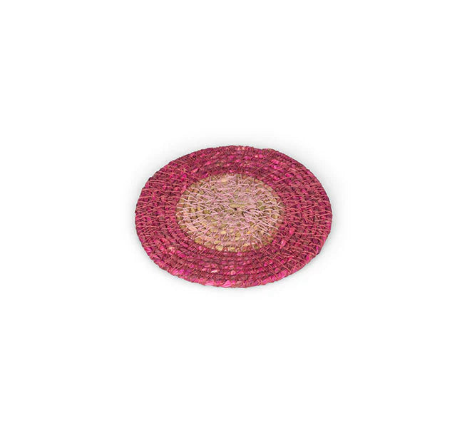 Seagrass Coaster - Pink Stripe