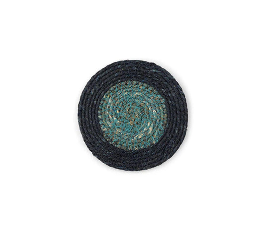 Seagrass Coaster - Midnight Blue & Turquoise Stripe