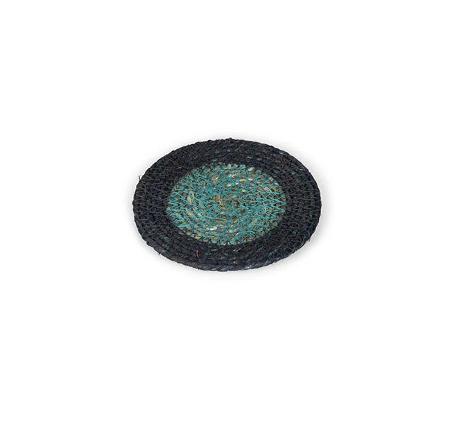 Seagrass Coaster - Midnight Blue & Turquoise Stripe