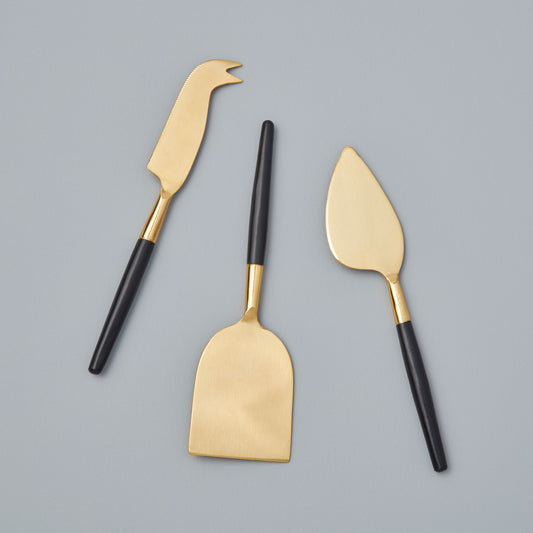 Cheese Knife Set - Black & Gold