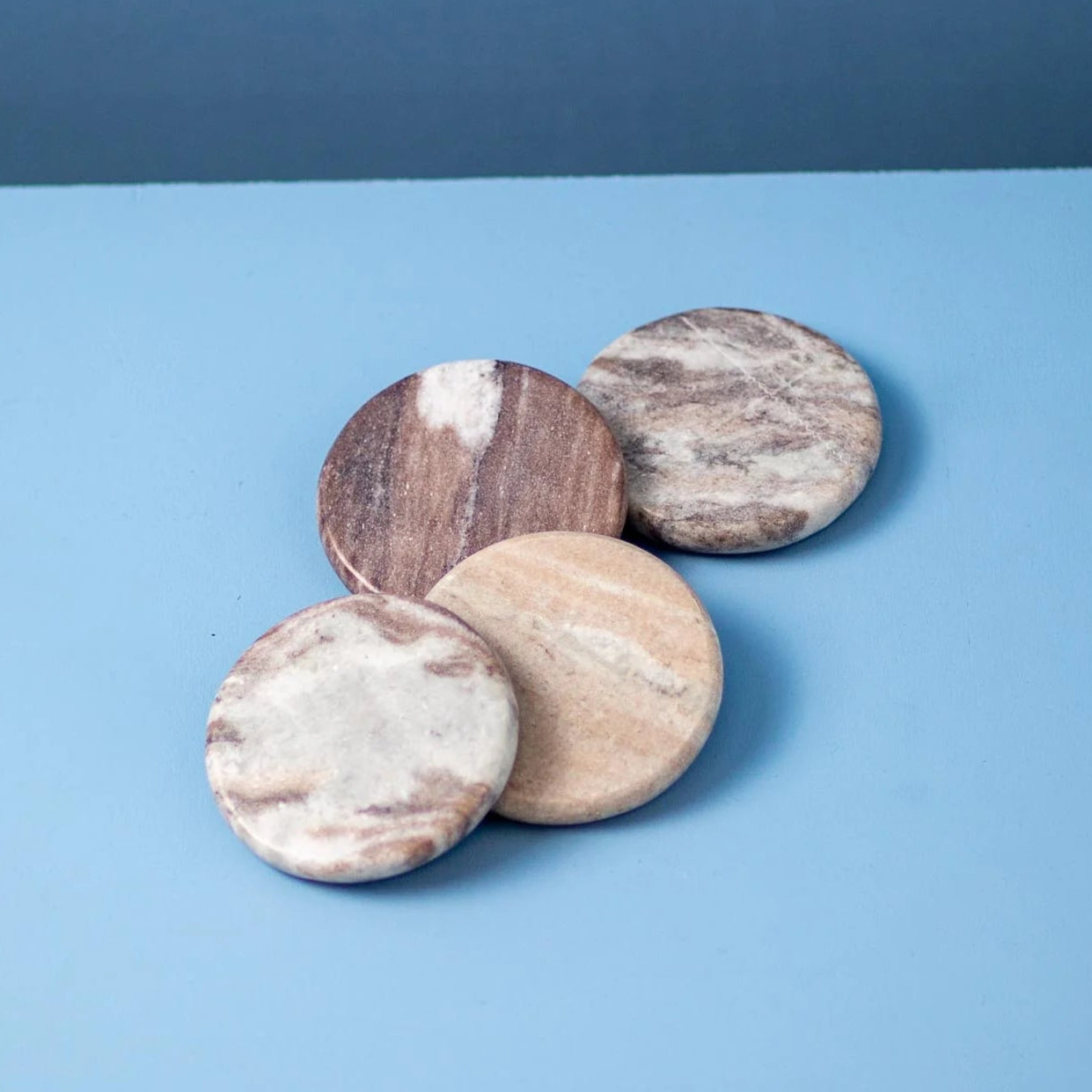 Round Coasters - Waterfall Marble - Set of 4
