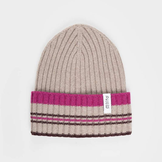 Recycled Cashmere Striped Beanie