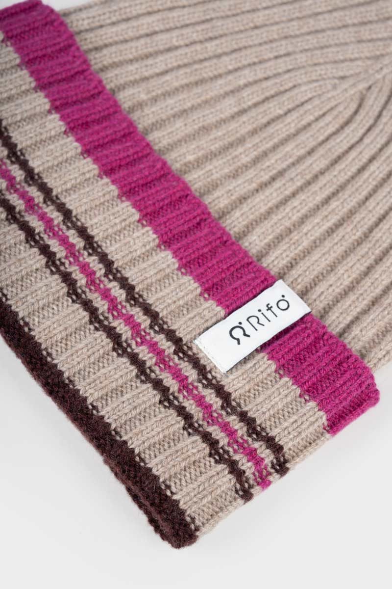 Recycled Cashmere Striped Beanie