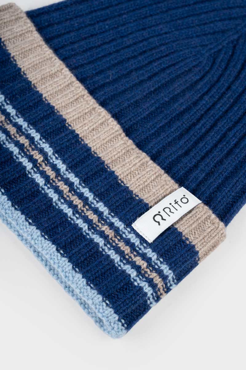 Recycled Cashmere Striped Beanie