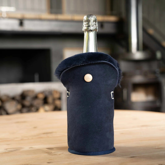 Fur Wine Cooler - Navy Suede