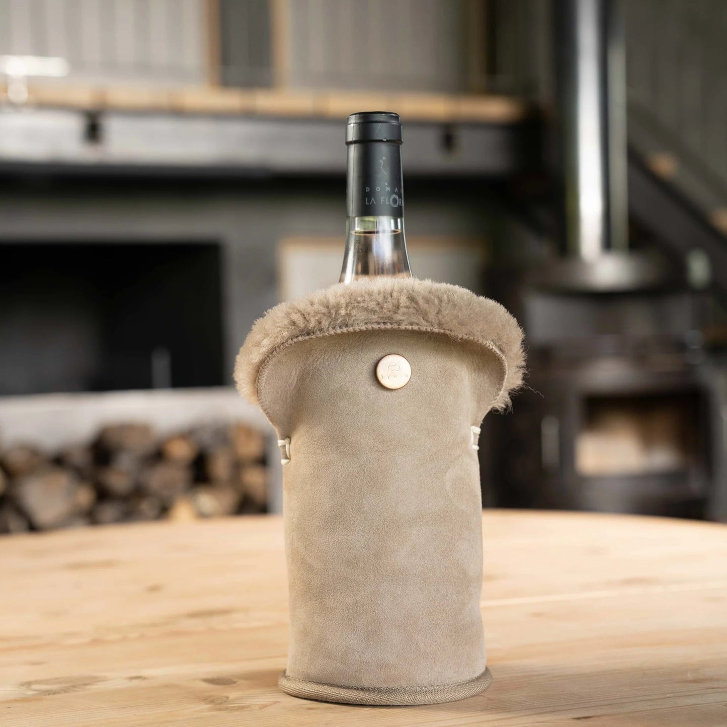 Fur Wine Cooler - Stone Suede