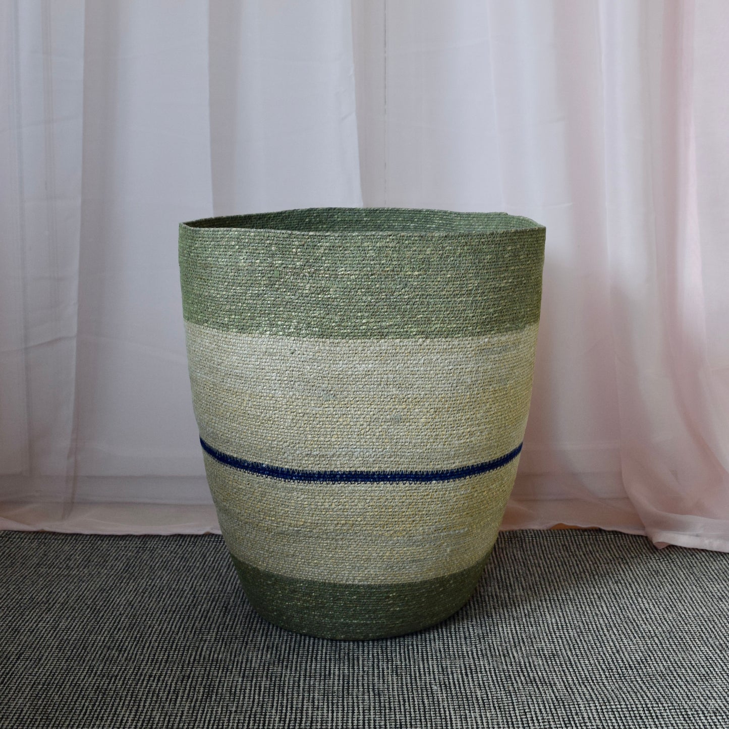 Striped Seagrass Tapered Basket With Stripes