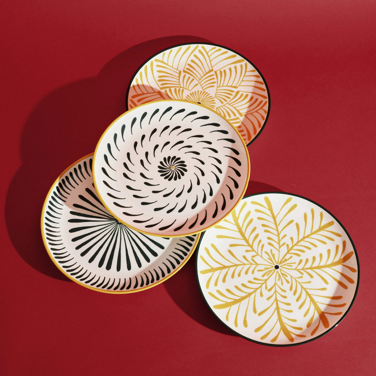 Hand Painted Dinner Plates - Set of 4