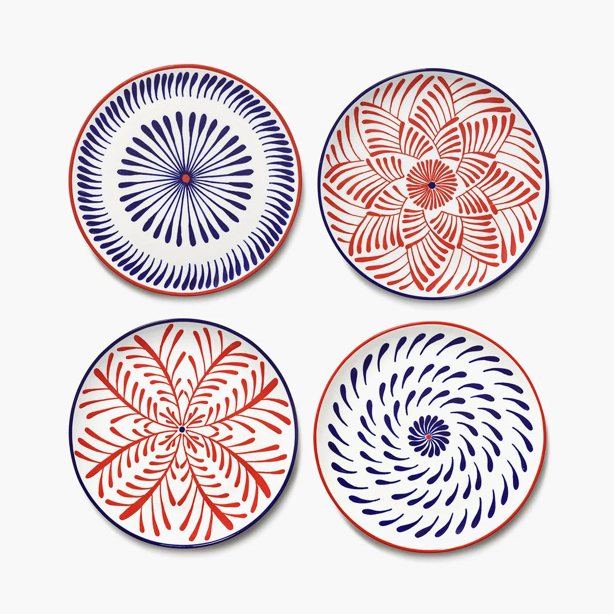 Hand Painted Dinner Plates - Set of 4