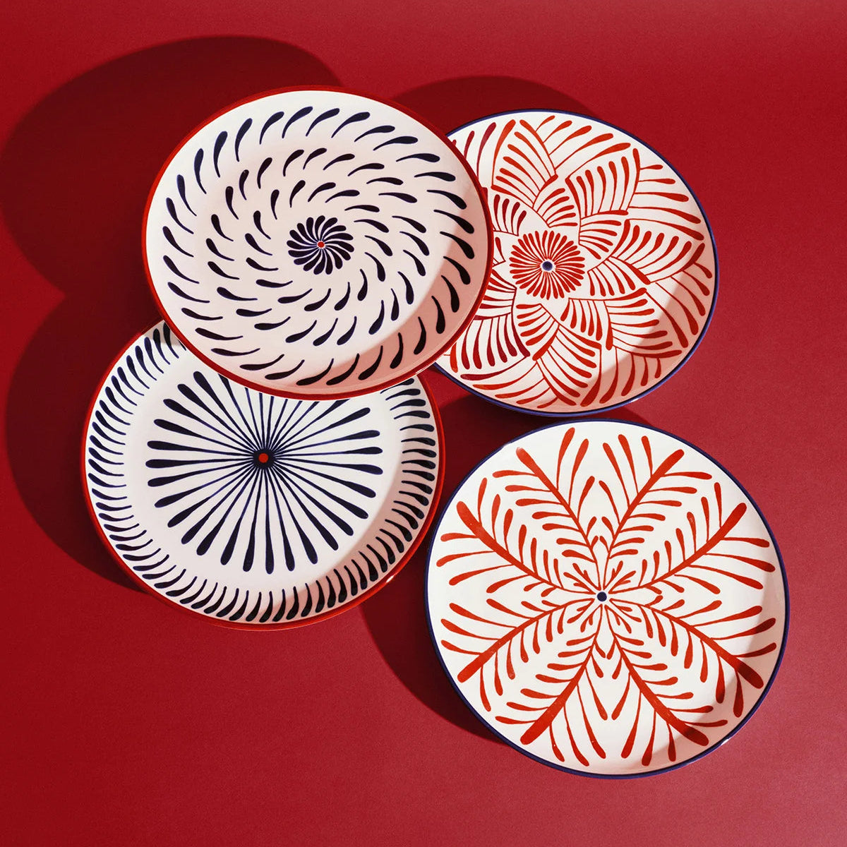 Hand Painted Dinner Plates - Set of 4