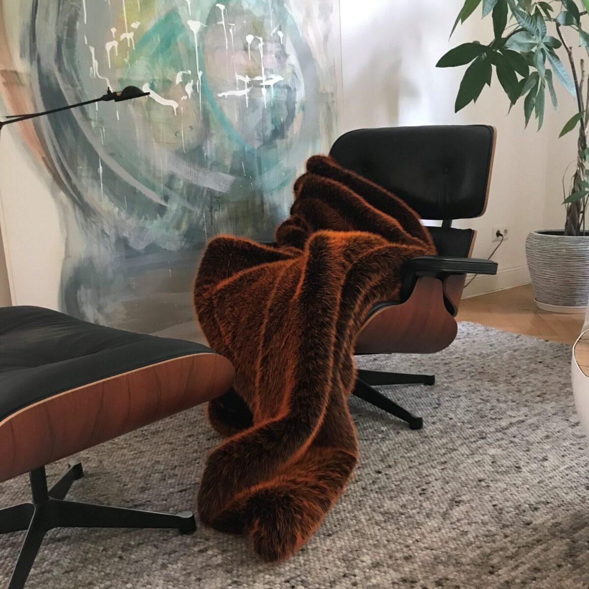 Luxury Faux Fur Throw - Foxy Orange