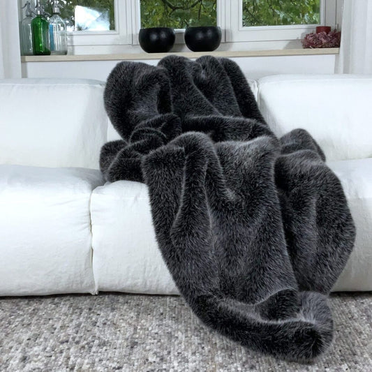 Luxury Faux Fur Throw - Foxy Grey