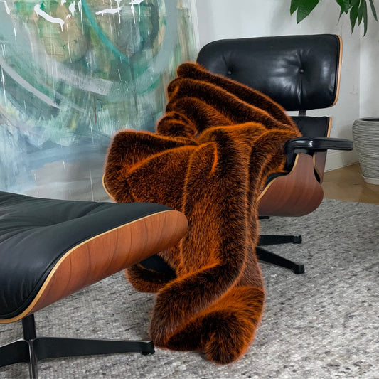 'Fancy Fox' Collection - Luxury Faux Fur Throw - Foxy Orange