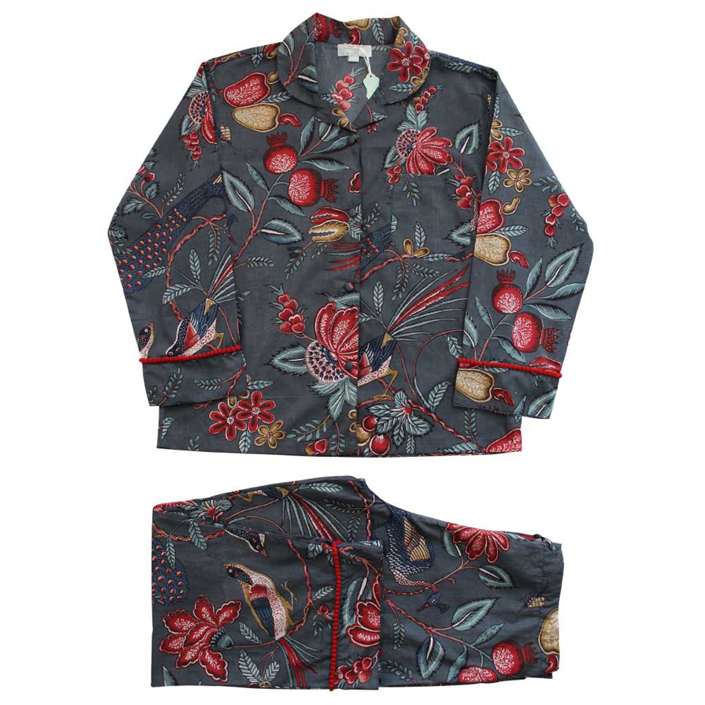 Women’s Cotton Pyjamas - Grey With Fruit