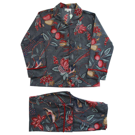 Women’s Cotton Pyjamas - Grey With Fruit