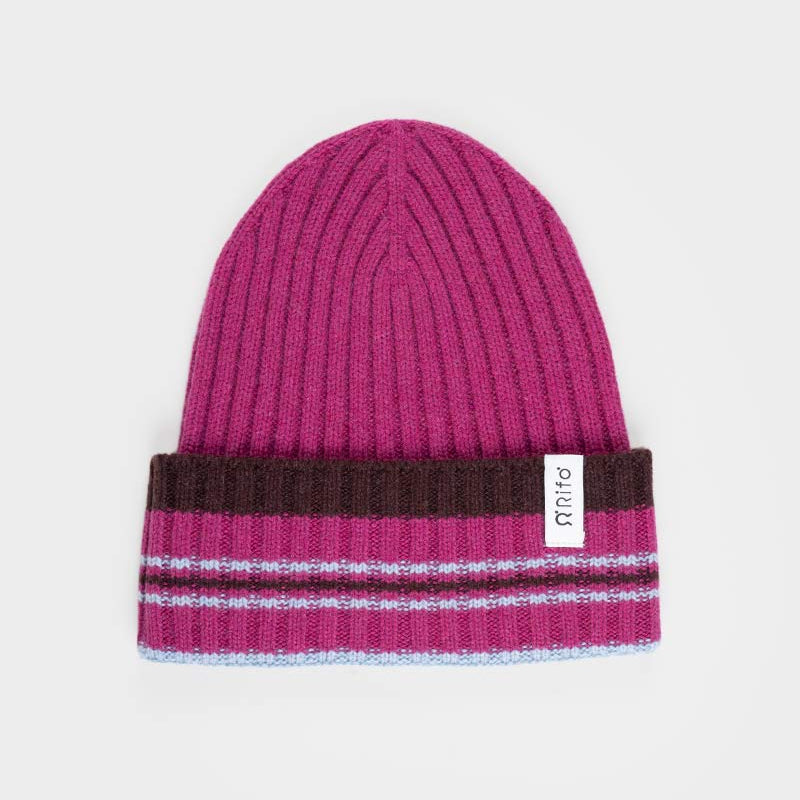Recycled Cashmere Striped Beanie