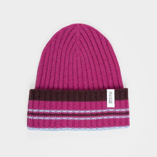 Recycled Cashmere Striped Beanie