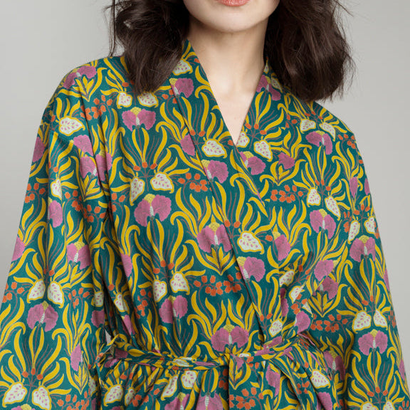 Women's Printed Cotton Robe - Muguet