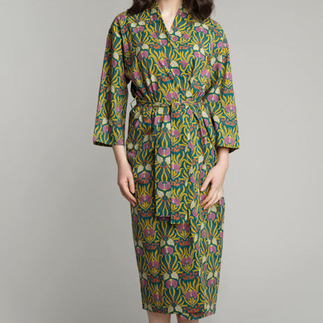 Women's Printed Cotton Robe - Muguet