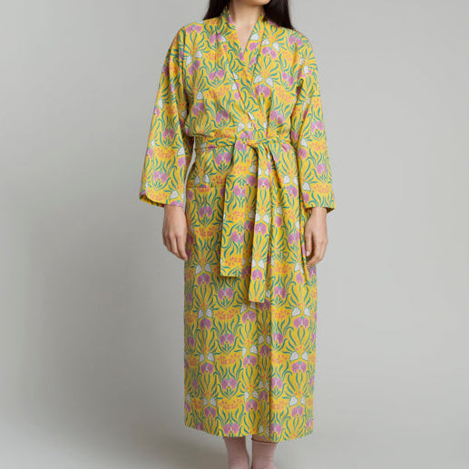Women's Printed Cotton Robe - Muguet