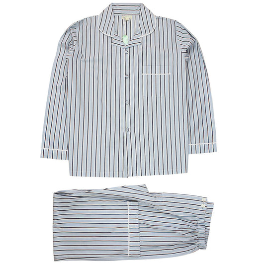 Men’s Cotton Pyjamas - Sky Blue & Navy Stripe