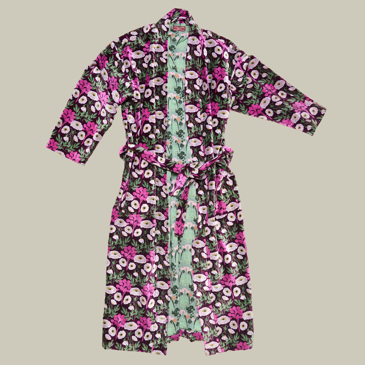 Printed Cotton Velvet Robe - Poppy