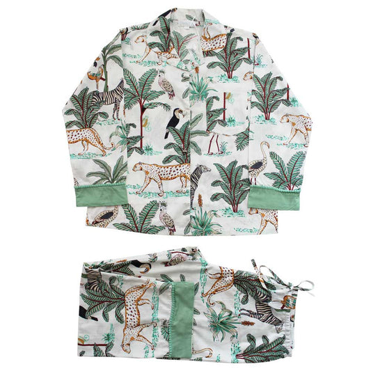 Women’s Cotton Pyjamas - Cream Safari