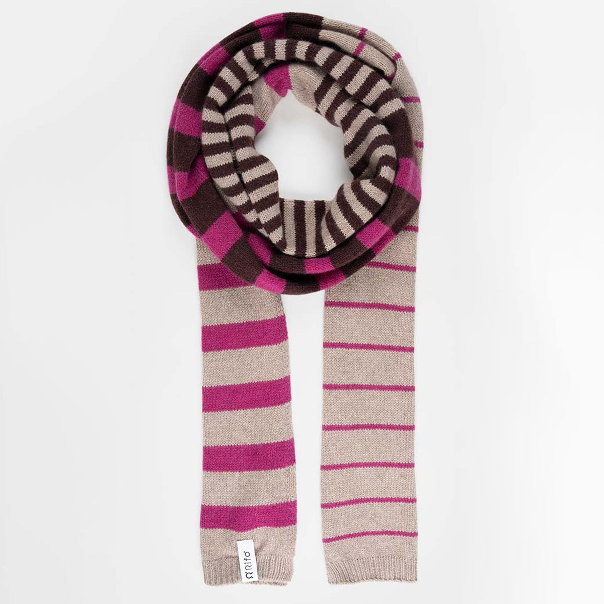Recycled Cashmere Skinny Striped Scarf