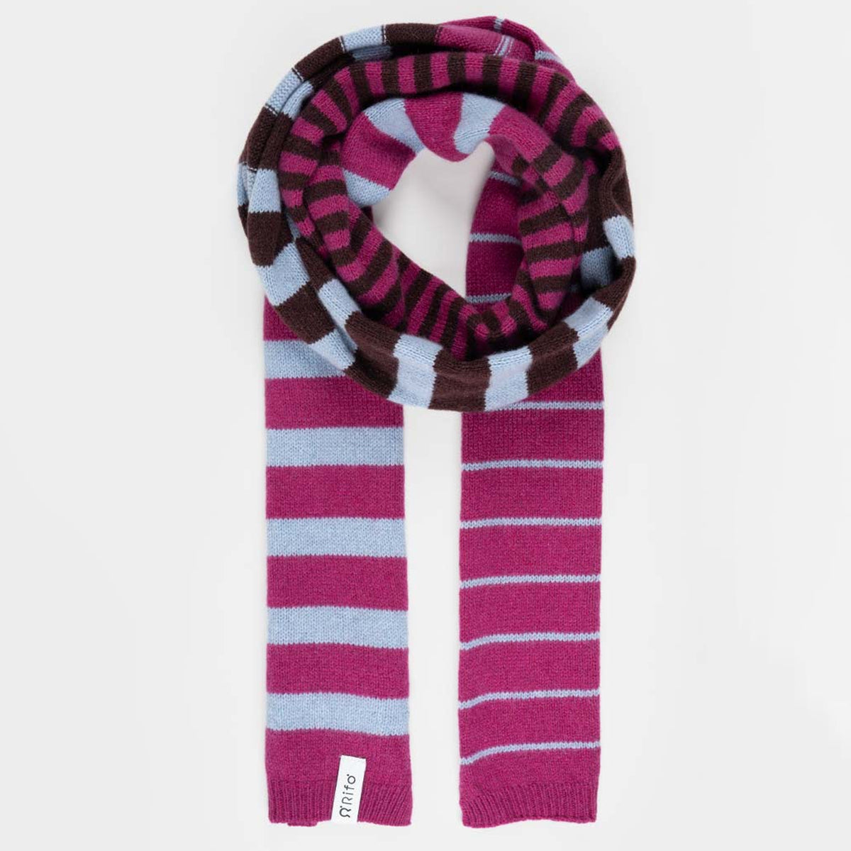 Recycled Cashmere Skinny Striped Scarf