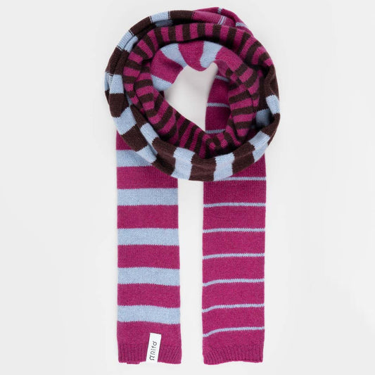 Recycled Cashmere Skinny Striped Scarf